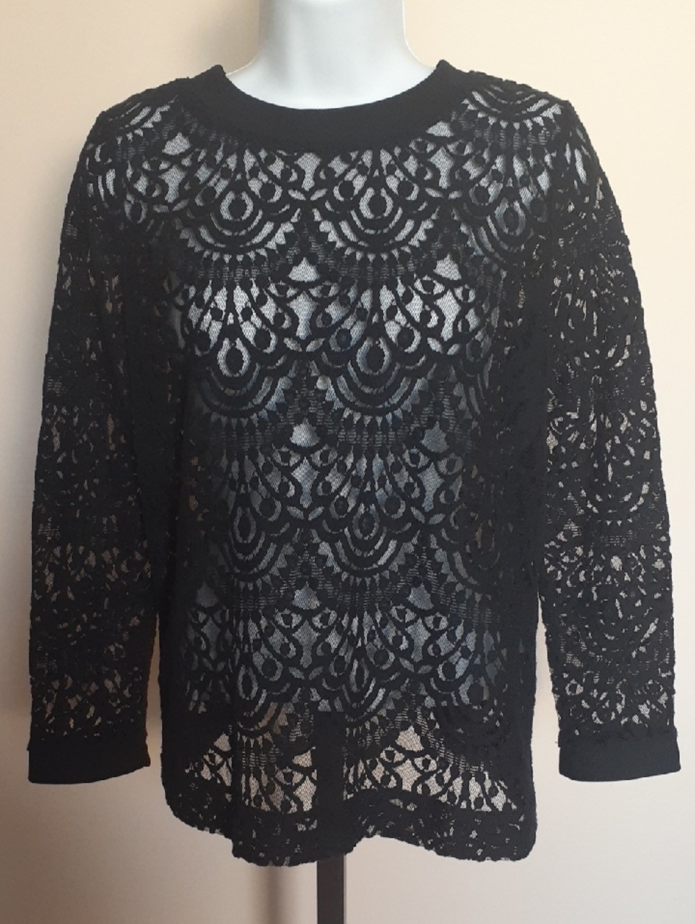 Banana Republic Black Lace Long-Sleeve Top